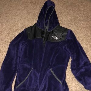 Purple north face fuzzy jacket